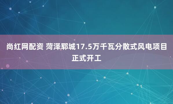 尚红网配资 菏泽郓城17.5万千瓦分散式风电项目正式开工
